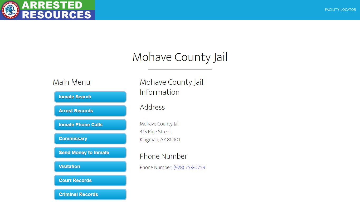 Mohave County Jail - Inmate Search - Kingman, AZ
